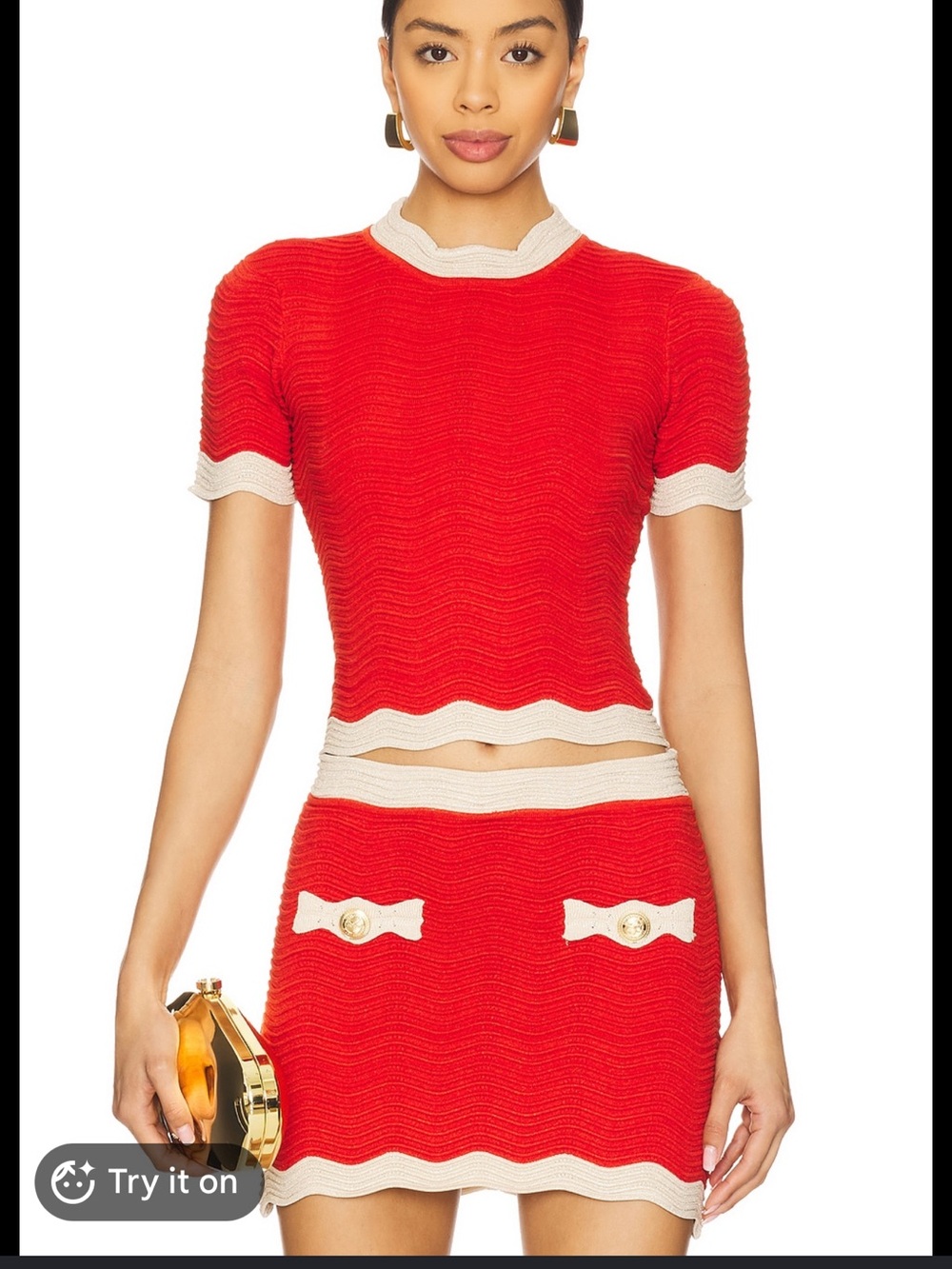 Retro-inspired Red Knit Mini Skirt set RetroFete